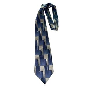 ESSANTE 100% Silk  Geometric Navy Blue and Gray Men's Tie